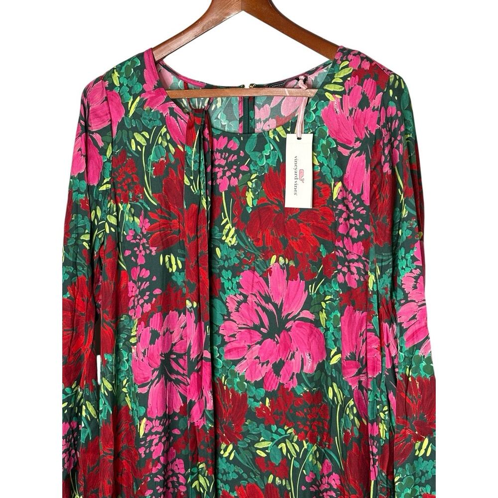 NWT Vineyard Vines Silk Blend Twill Midi Dress • Size L• Brush Floral • $348 - Picture 3 of 11